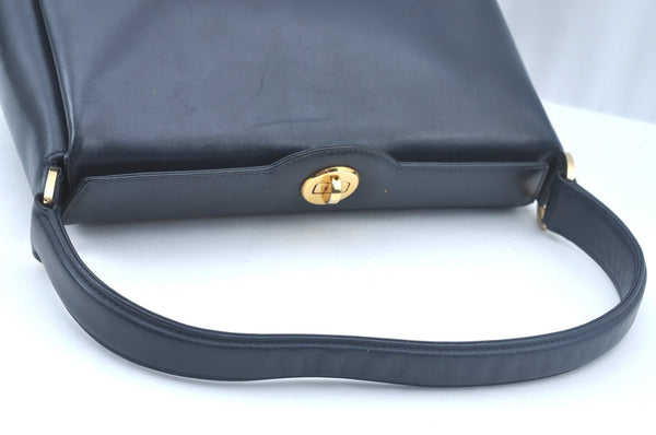 Authentic GUCCI Shoulder Hand Bag Leather Navy Blue L0290