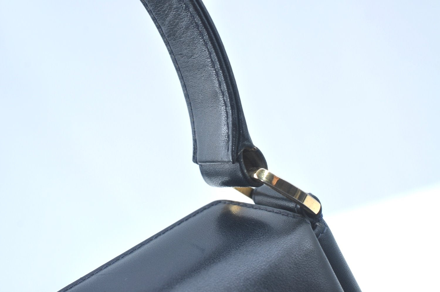 Authentic GUCCI Shoulder Hand Bag Leather Navy Blue L0290