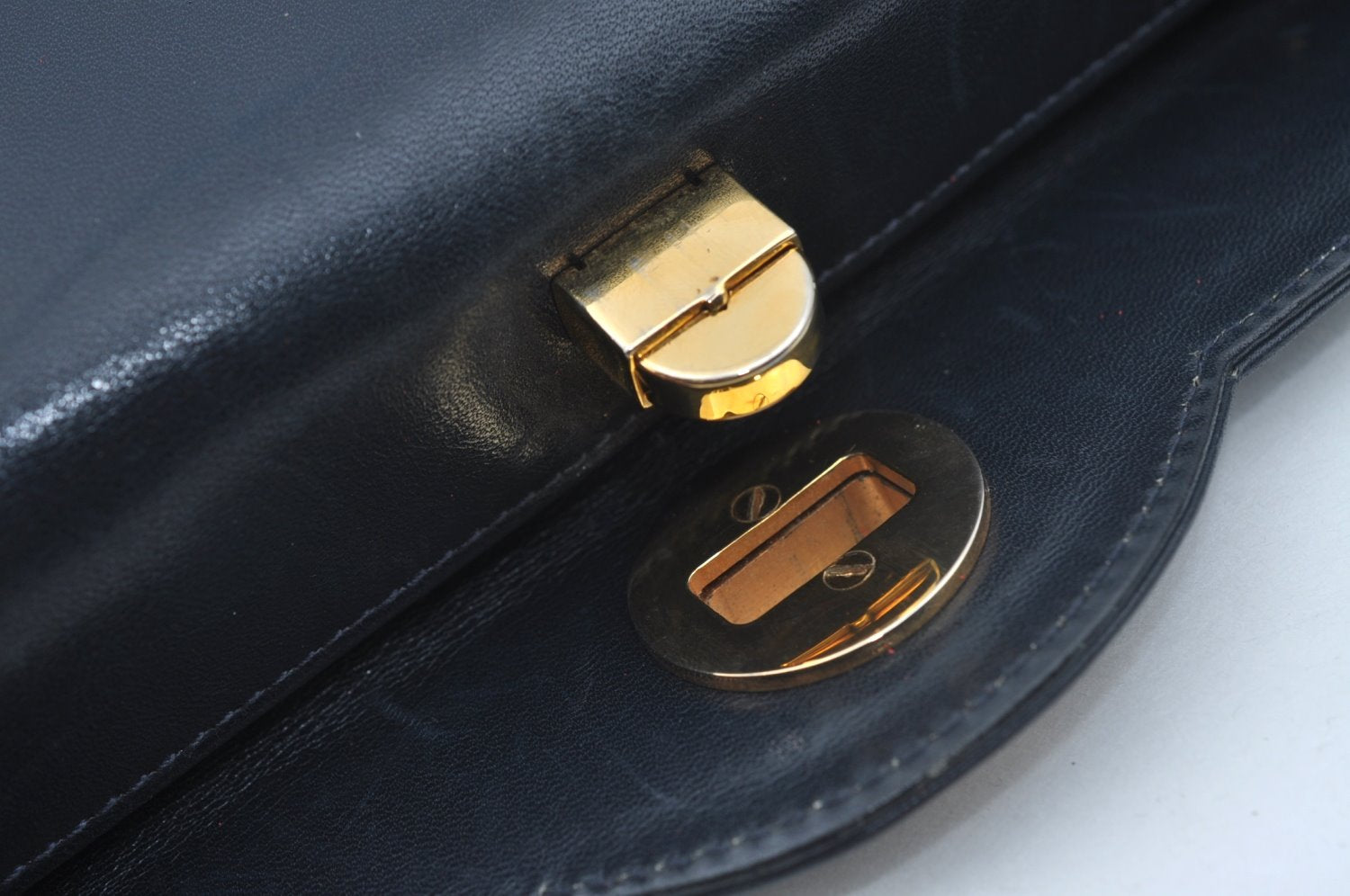 Authentic GUCCI Shoulder Hand Bag Leather Navy Blue L0290