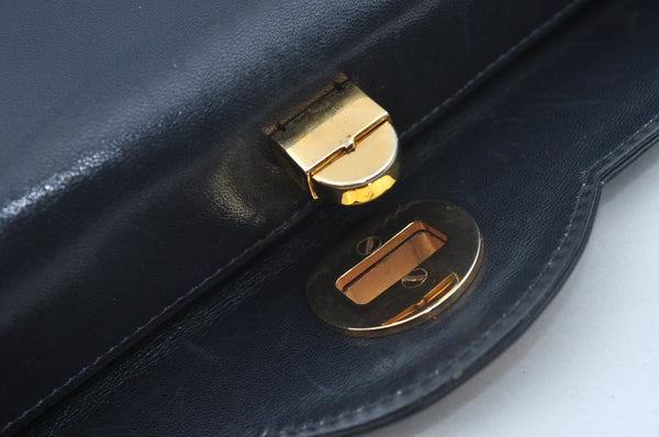 Authentic GUCCI Shoulder Hand Bag Leather Navy Blue L0290