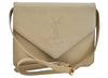 Authentic YVES SAINT LAURENT Shoulder Cross Bag Leather Beige L0291