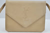 Authentic YVES SAINT LAURENT Shoulder Cross Bag Leather Beige L0291