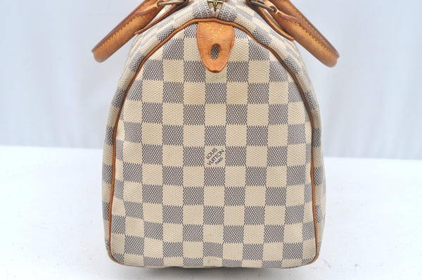 Authentic Louis Vuitton Damier Azur Speedy30 Hand Boston Bag N41533 LV L0294