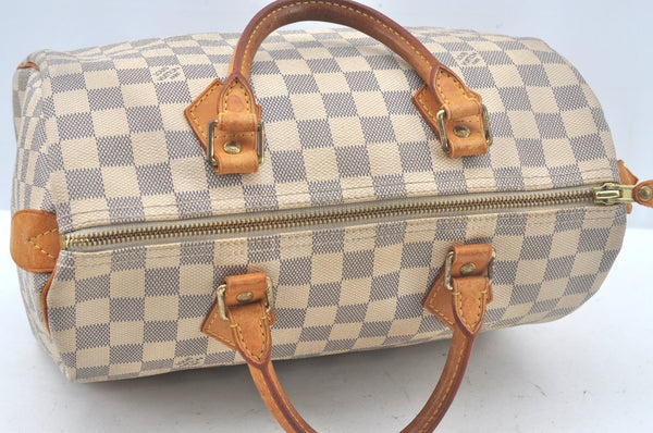 Authentic Louis Vuitton Damier Azur Speedy30 Hand Boston Bag N41533 LV L0294