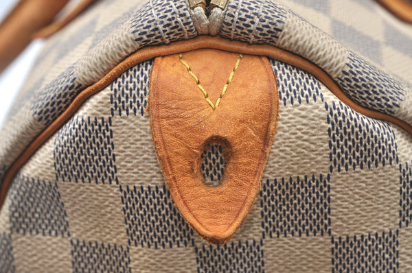 Authentic Louis Vuitton Damier Azur Speedy30 Hand Boston Bag N41533 LV L0294