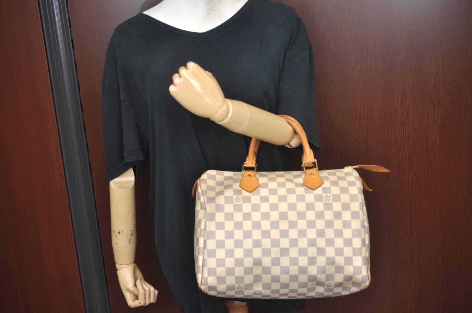 Authentic Louis Vuitton Damier Azur Speedy30 Hand Boston Bag N41533 LV L0294