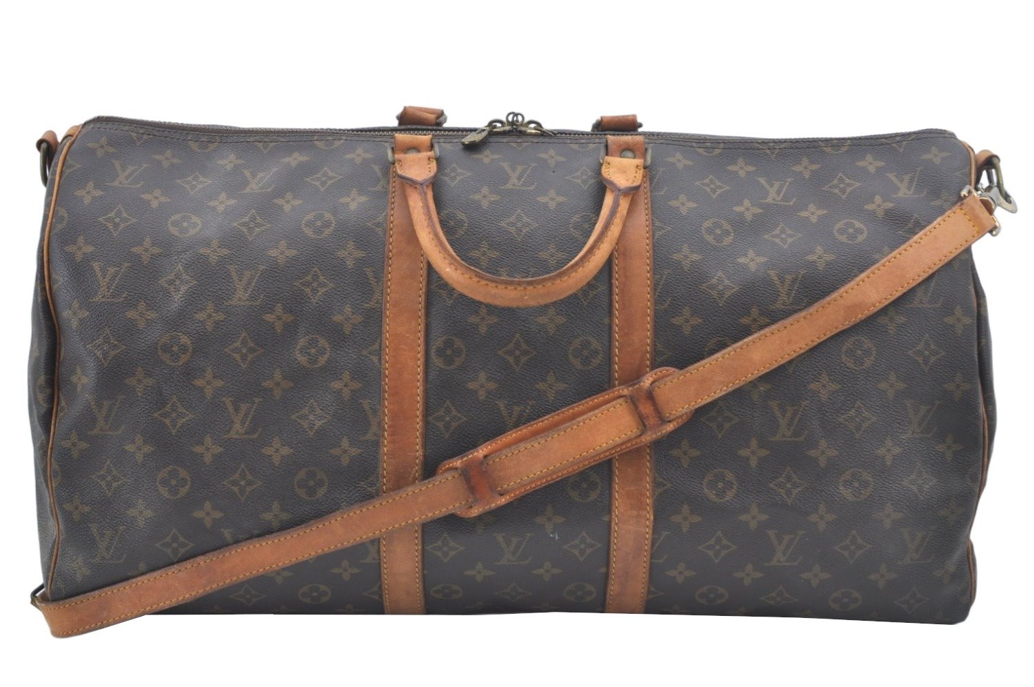 Authentic Louis Vuitton Monogram Keepall Bandouliere 55 M41414 Boston Bag L0299