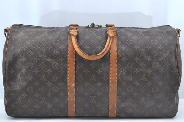 Authentic Louis Vuitton Monogram Keepall Bandouliere 55 M41414 Boston Bag L0299