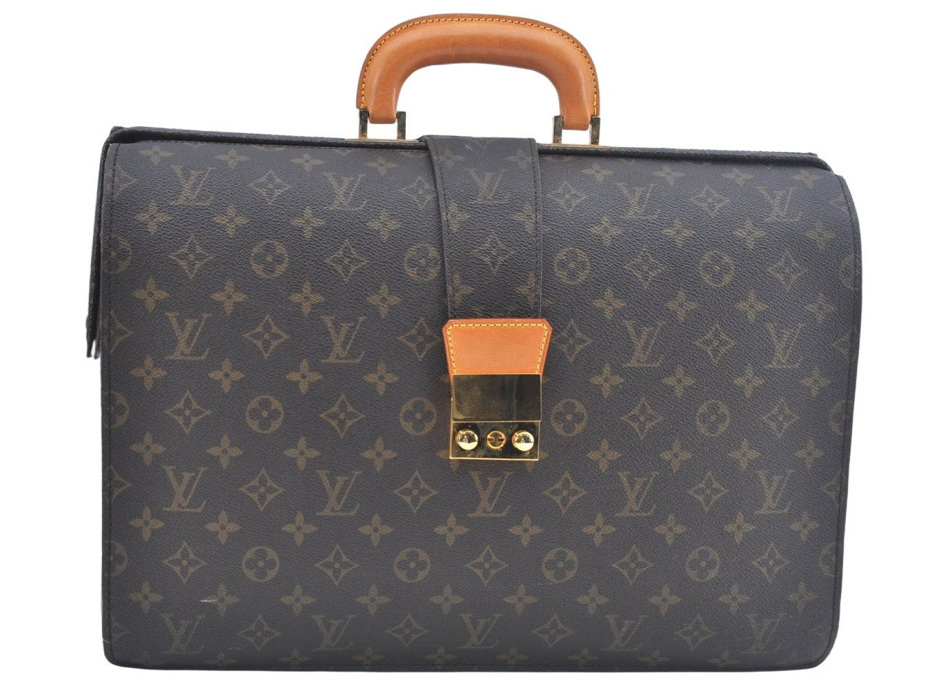 Authentic Louis Vuitton Monogram Serviette Fermoir Briefcase M53305 LV L0308