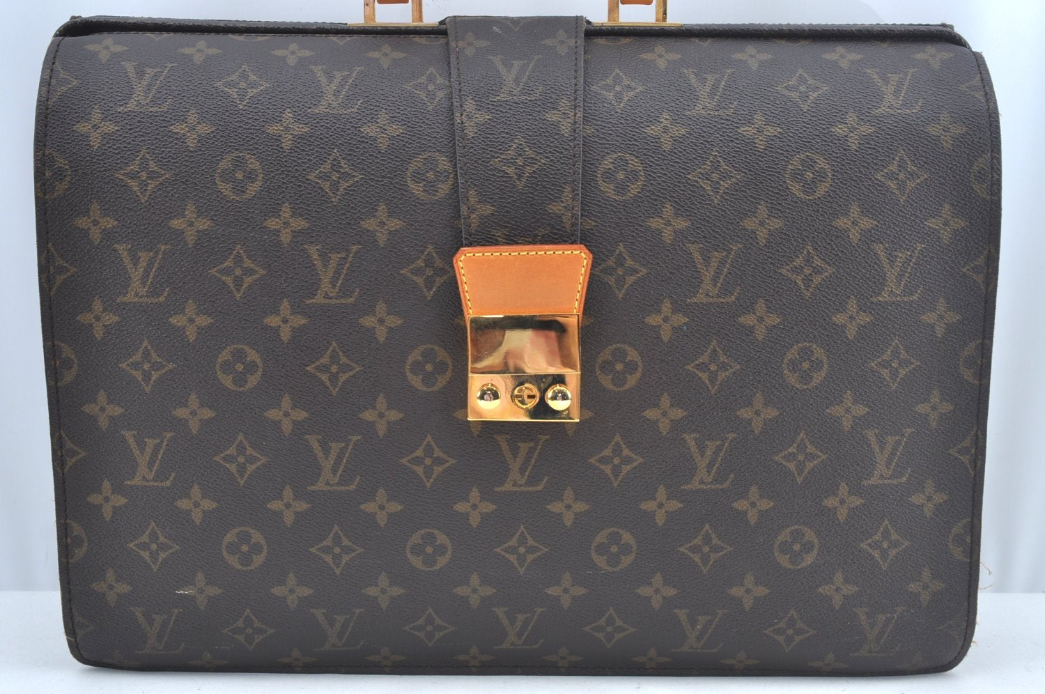 Authentic Louis Vuitton Monogram Serviette Fermoir Briefcase M53305 LV L0308