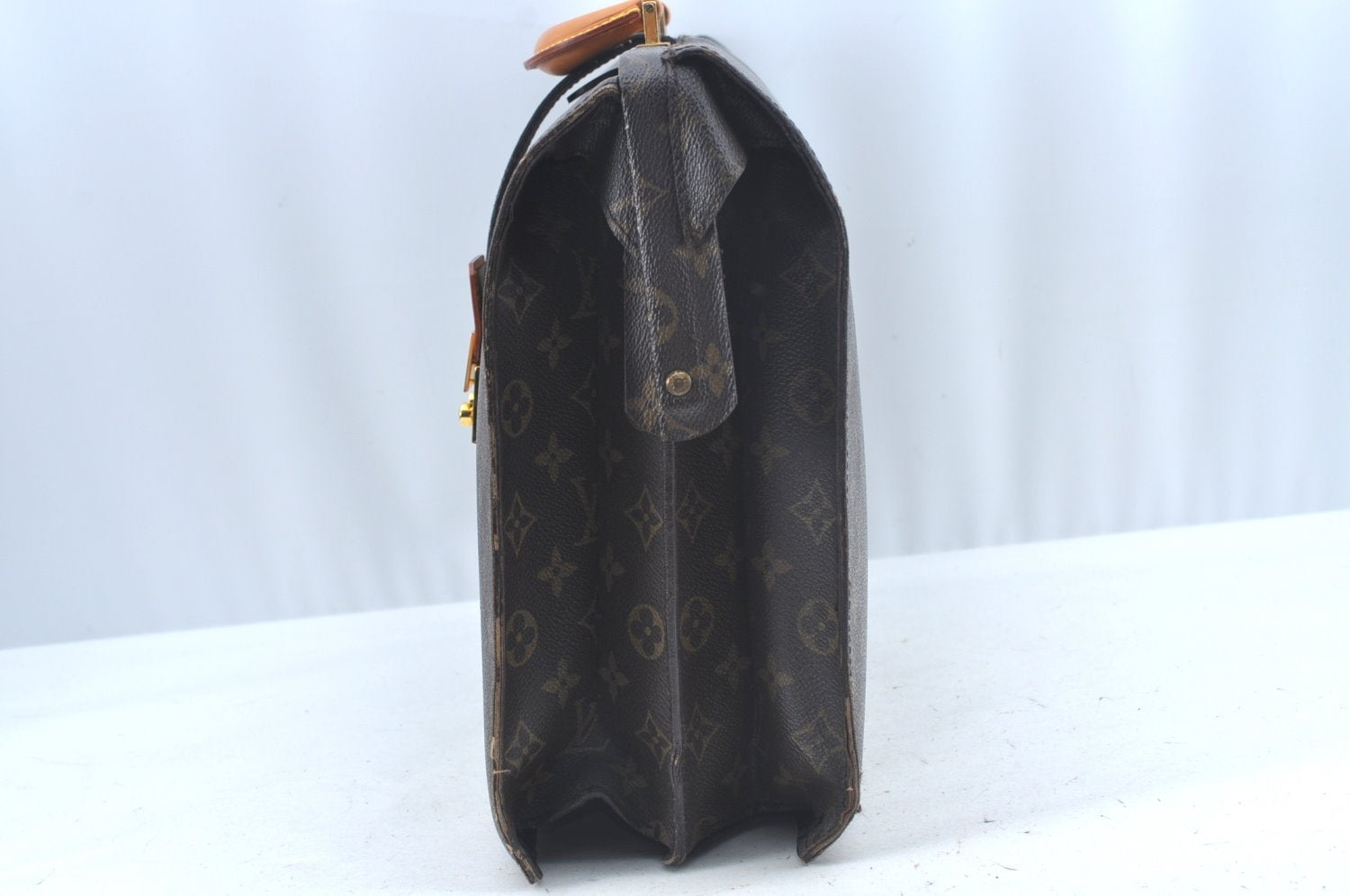 Authentic Louis Vuitton Monogram Serviette Fermoir Briefcase M53305 LV L0308