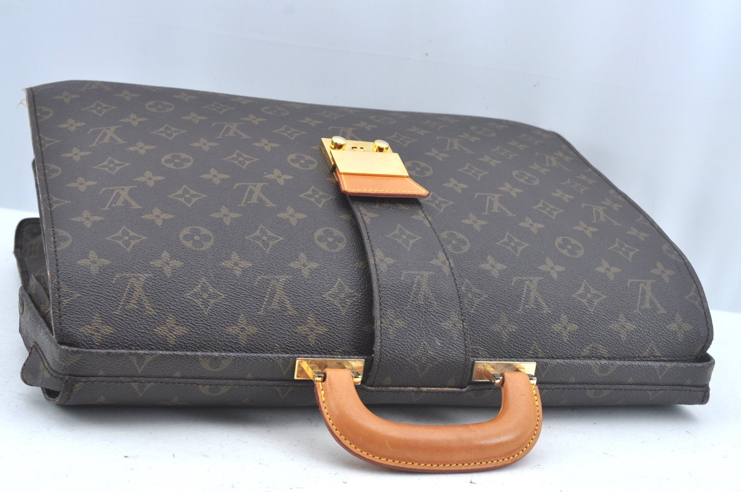 Authentic Louis Vuitton Monogram Serviette Fermoir Briefcase M53305 LV L0308
