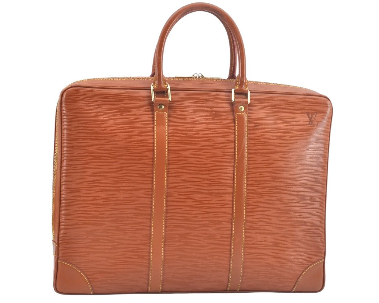 Authentic Louis Vuitton Epi Porte Documents Voyage Briefcase M54478 Brown L0312