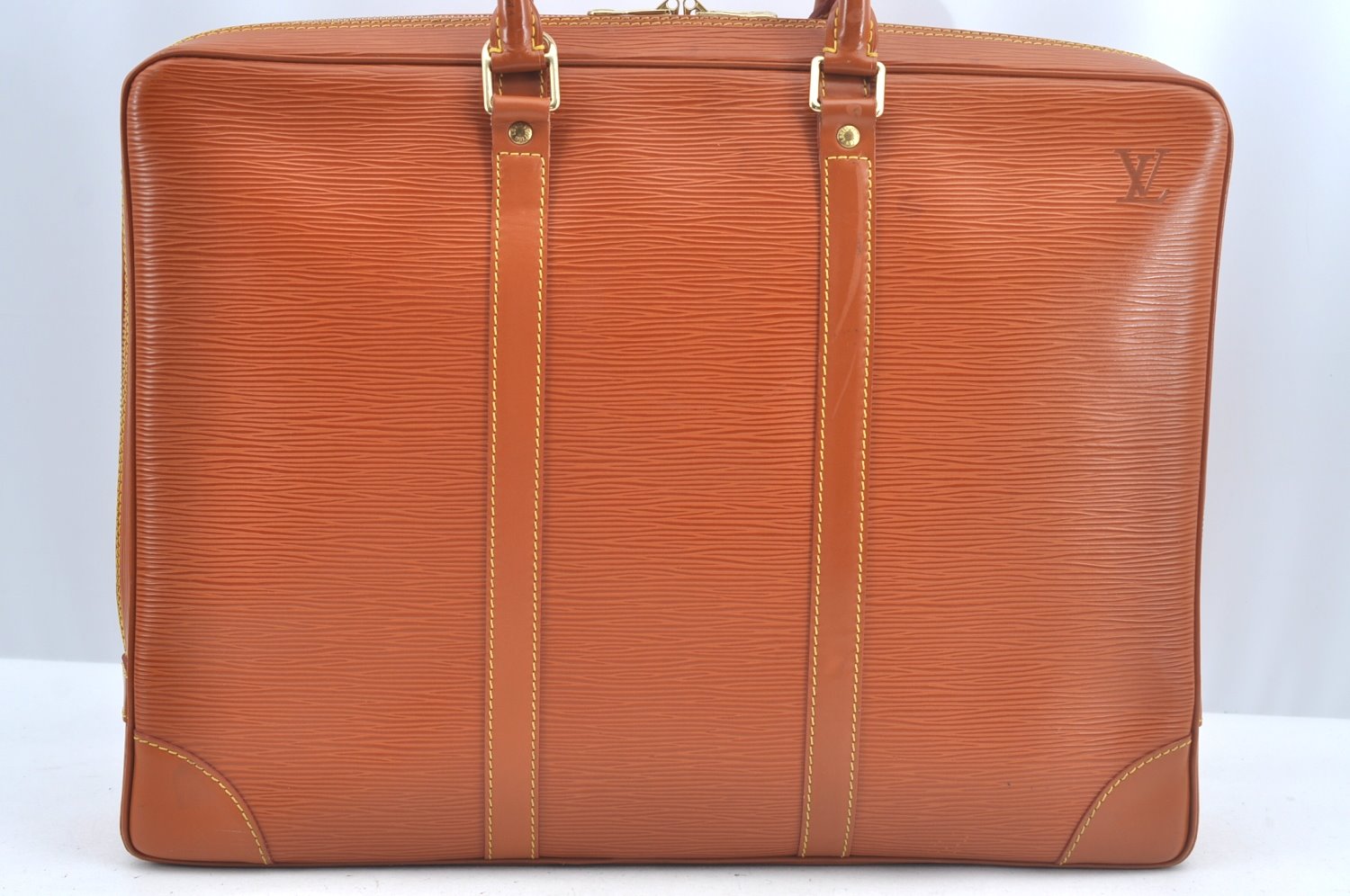 Authentic Louis Vuitton Epi Porte Documents Voyage Briefcase M54478 Brown L0312