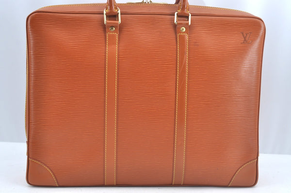 Authentic Louis Vuitton Epi Porte Documents Voyage Briefcase M54478 Brown L0312
