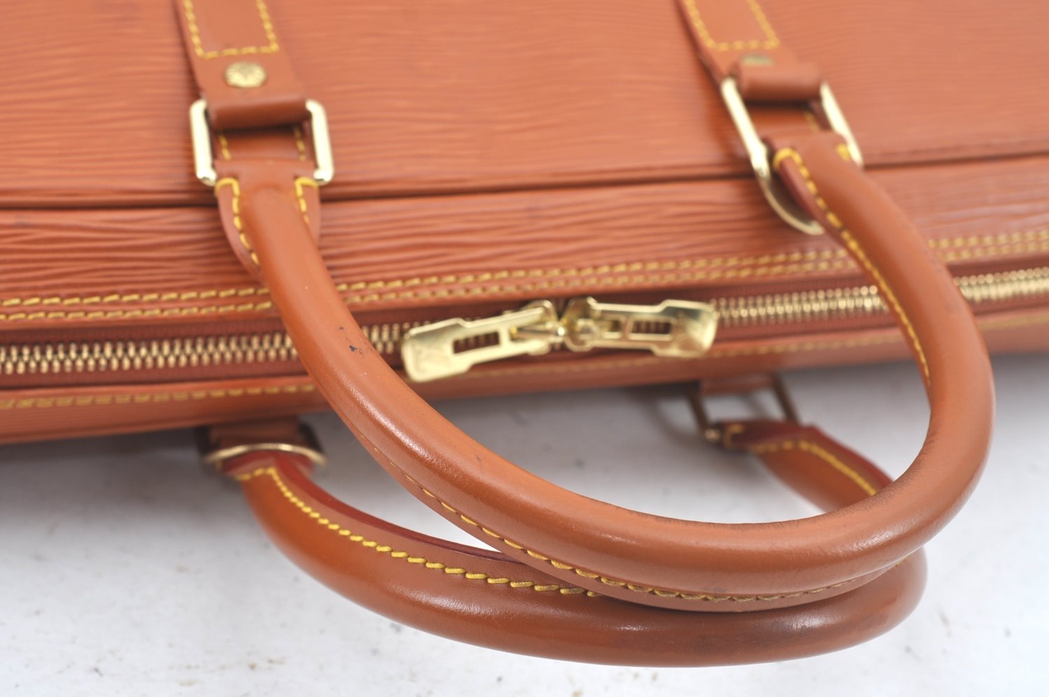 Authentic Louis Vuitton Epi Porte Documents Voyage Briefcase M54478 Brown L0312