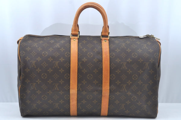 Authentic Louis Vuitton Monogram Keepall 50 Travel Boston Bag M41426 LV L0323