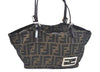 Authentic FENDI Zucca Hand Bag Purse Nylon Leather Brown L0324