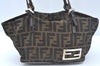 Authentic FENDI Zucca Hand Bag Purse Nylon Leather Brown L0324