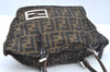 Authentic FENDI Zucca Hand Bag Purse Nylon Leather Brown L0324