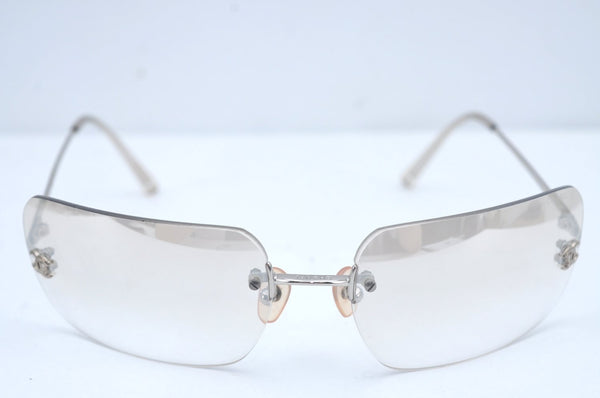 Authentic CHANEL Sunglasses CC Logos CoCo Mark Titanium Clear L0325