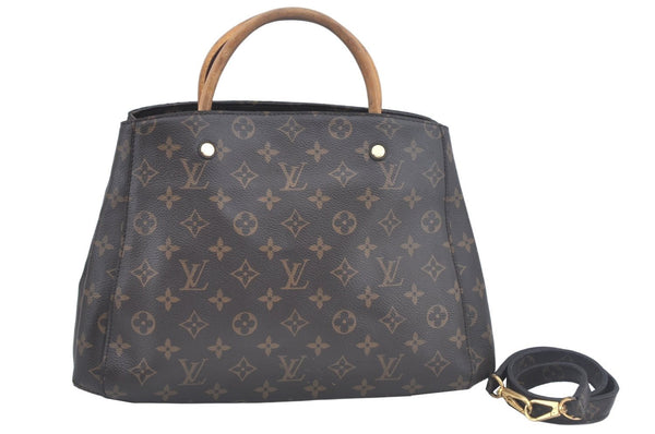Authentic Louis Vuitton Monogram Montaigne MM 2Way Hand Bag M41056 LV L0332