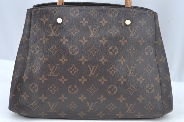 Authentic Louis Vuitton Monogram Montaigne MM 2Way Hand Bag M41056 LV L0332