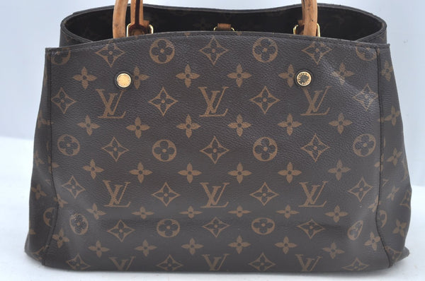 Authentic Louis Vuitton Monogram Montaigne MM 2Way Hand Bag M41056 LV L0332
