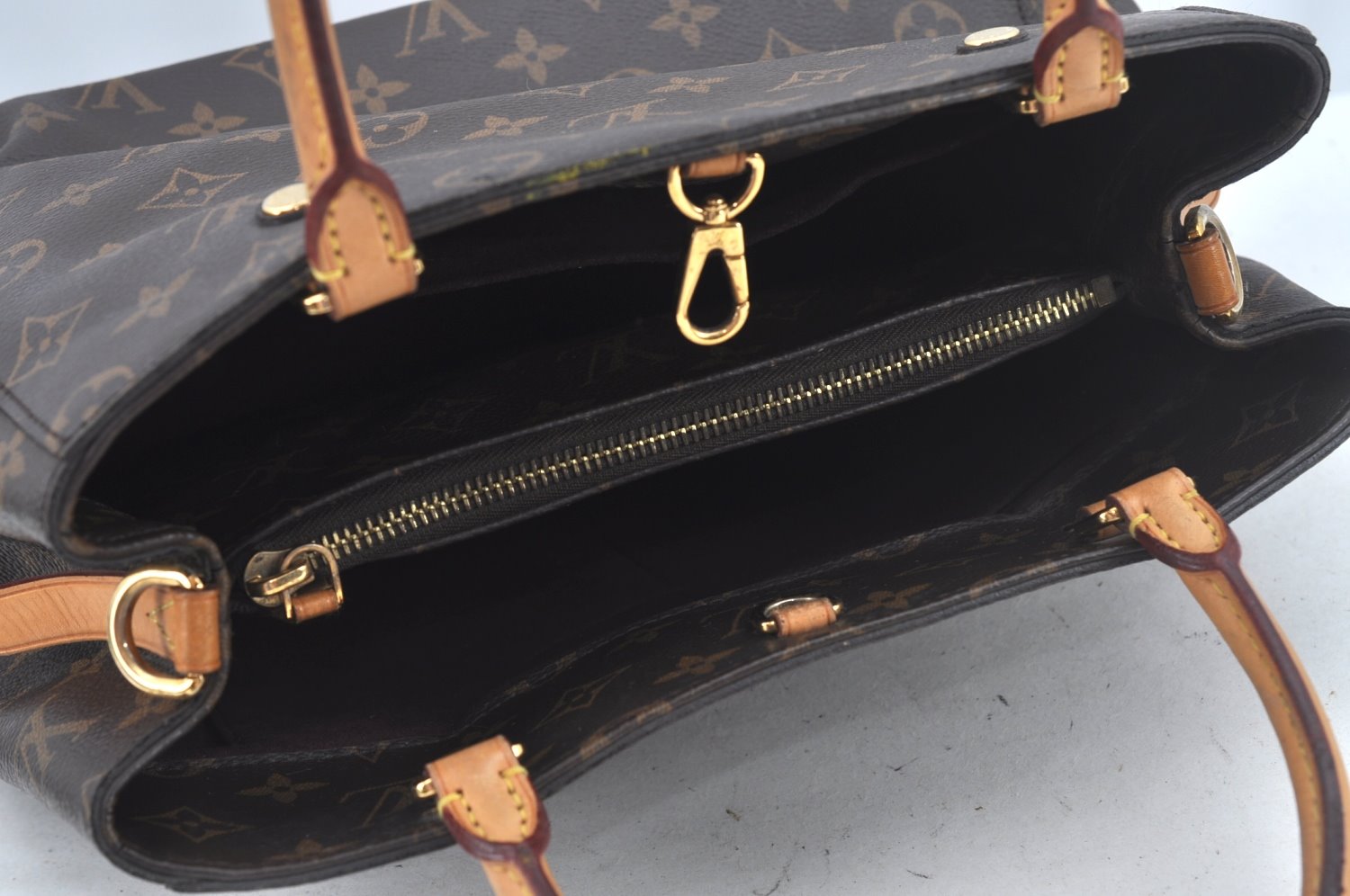 Authentic Louis Vuitton Monogram Montaigne MM 2Way Hand Bag M41056 LV L0332