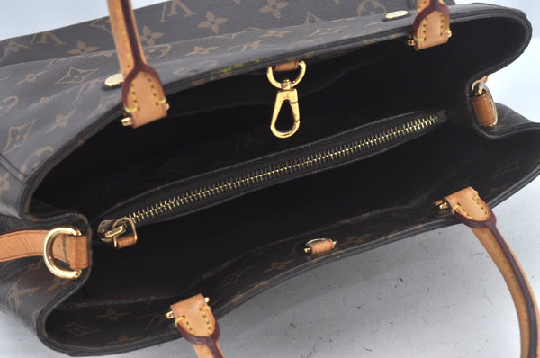 Authentic Louis Vuitton Monogram Montaigne MM 2Way Hand Bag M41056 LV L0332