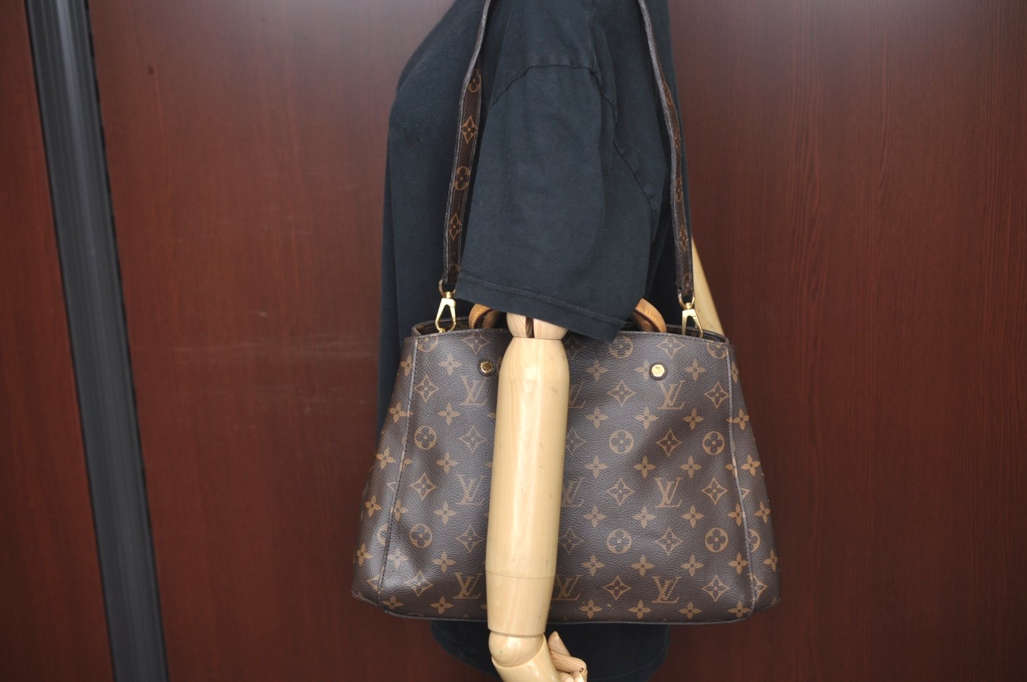 Authentic Louis Vuitton Monogram Montaigne MM 2Way Hand Bag M41056 LV L0332