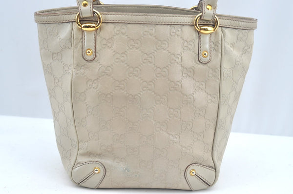 Authentic GUCCI Guccissima Shoulder Tote Bag GG Leather 161129 White L0336