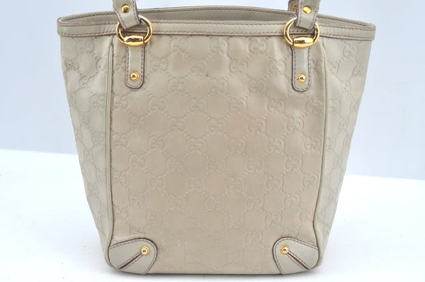 Authentic GUCCI Guccissima Shoulder Tote Bag GG Leather 161129 White L0336