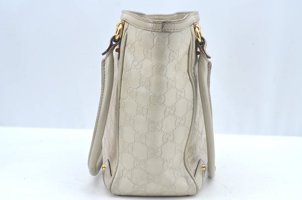 Authentic GUCCI Guccissima Shoulder Tote Bag GG Leather 161129 White L0336