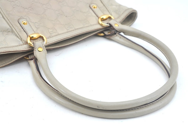 Authentic GUCCI Guccissima Shoulder Tote Bag GG Leather 161129 White L0336
