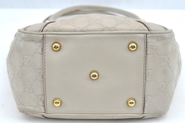 Authentic GUCCI Guccissima Shoulder Tote Bag GG Leather 161129 White L0336