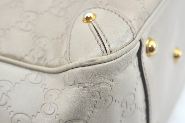 Authentic GUCCI Guccissima Shoulder Tote Bag GG Leather 161129 White L0336