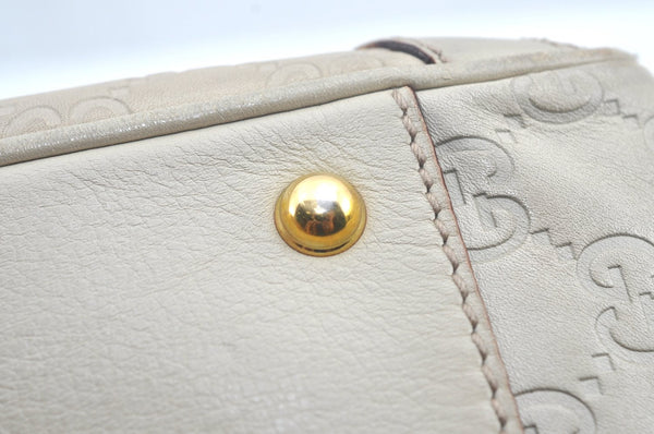 Authentic GUCCI Guccissima Shoulder Tote Bag GG Leather 161129 White L0336