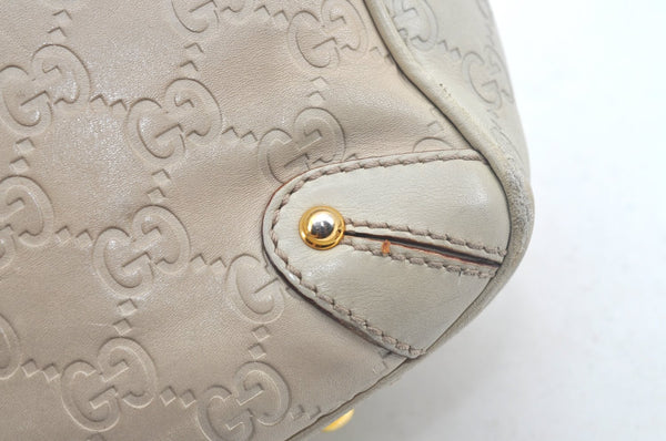 Authentic GUCCI Guccissima Shoulder Tote Bag GG Leather 161129 White L0336