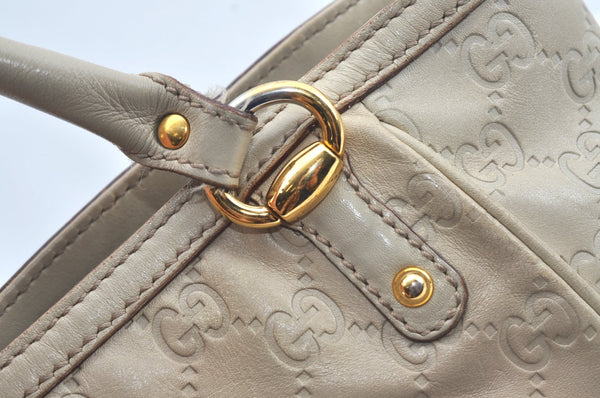 Authentic GUCCI Guccissima Shoulder Tote Bag GG Leather 161129 White L0336