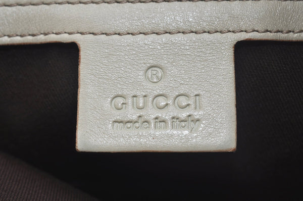 Authentic GUCCI Guccissima Shoulder Tote Bag GG Leather 161129 White L0336