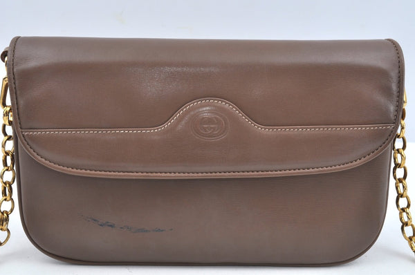Authentic GUCCI Shoulder Cross Body Bag Purse GG Leather Brown L0337