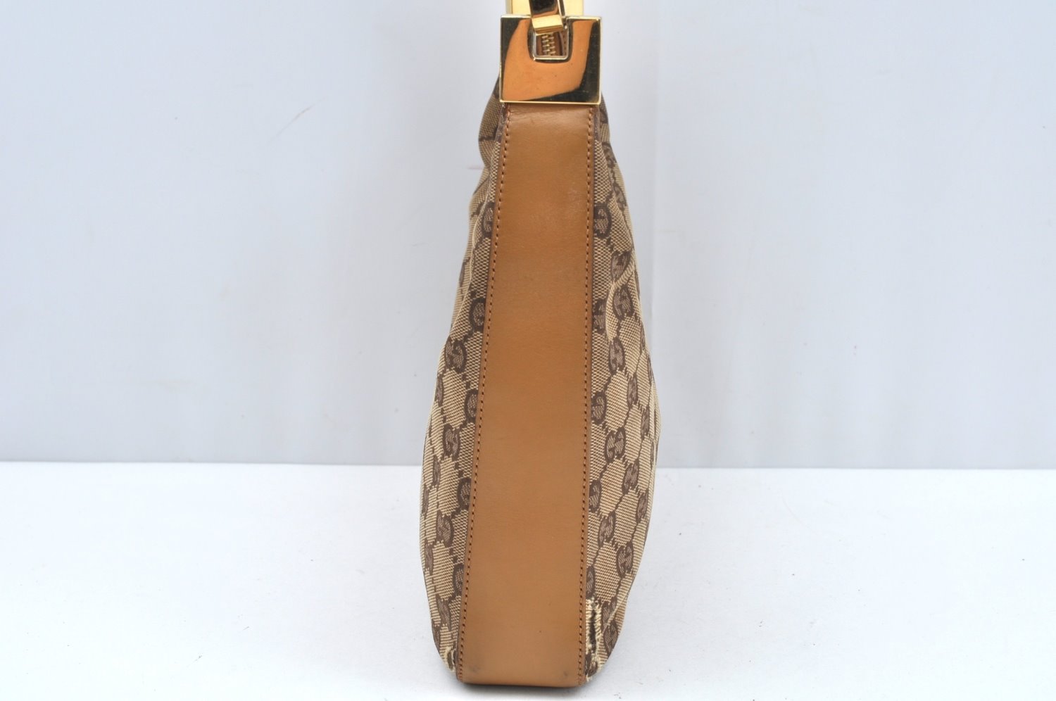 Authentic GUCCI Shoulder Bag Purse GG Canvas Leather 0013812 Brown L0339