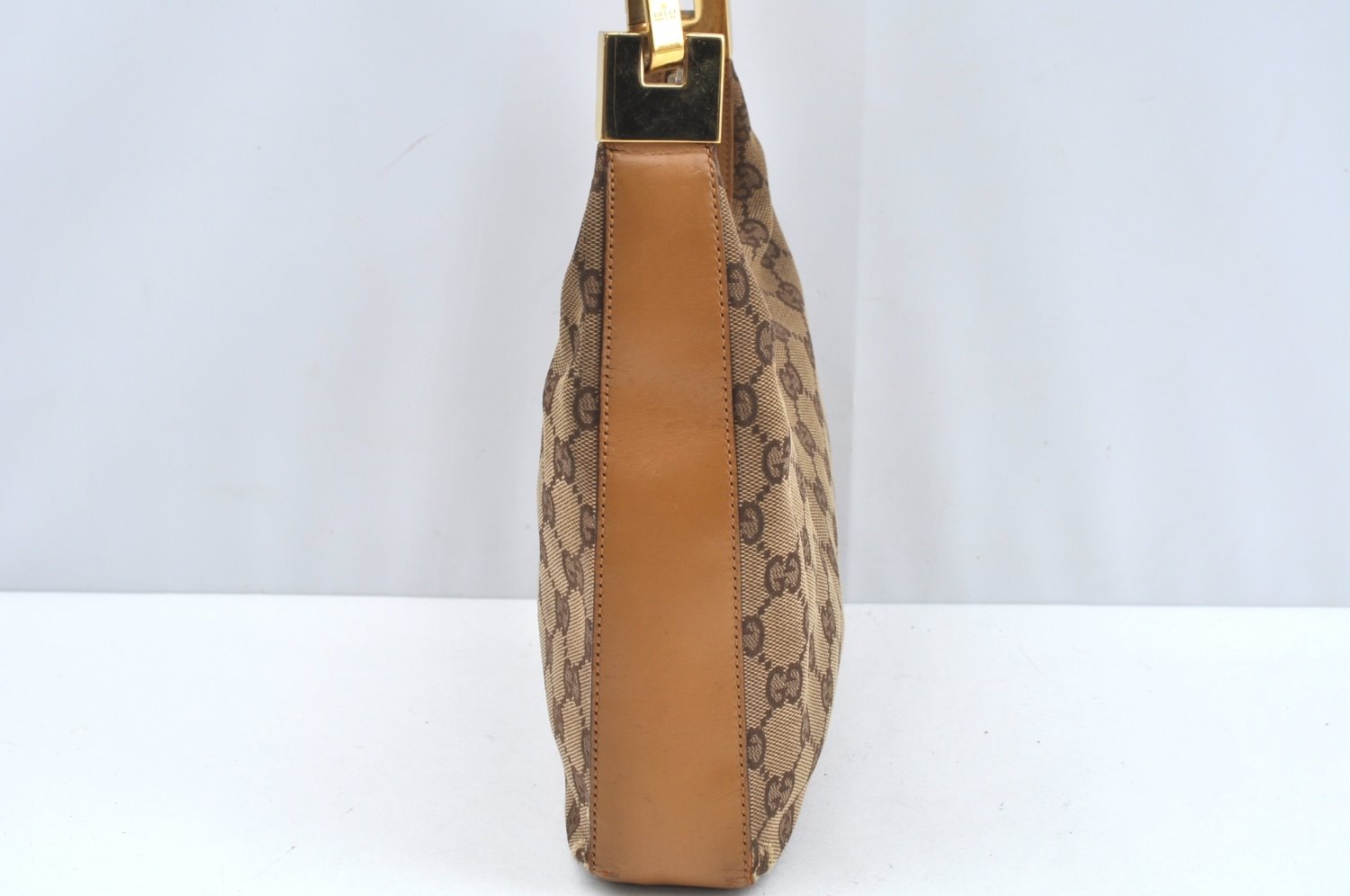 Authentic GUCCI Shoulder Bag Purse GG Canvas Leather 0013812 Brown L0339