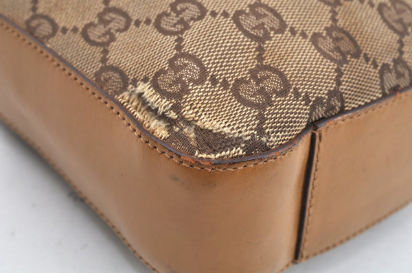 Authentic GUCCI Shoulder Bag Purse GG Canvas Leather 0013812 Brown L0339