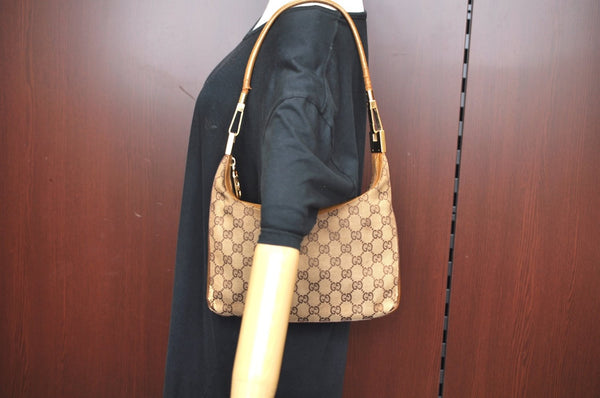 Authentic GUCCI Shoulder Bag Purse GG Canvas Leather 0013812 Brown L0339