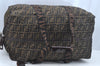 Authentic FENDI Zucca Travel Boston Bag Canvas Leather Brown Black L0341