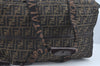 Authentic FENDI Zucca Travel Boston Bag Canvas Leather Brown Black L0341