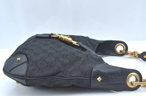 Auth GUCCI New Jackie Shoulder Hand Bag GG Canvas Leather 120888 Black L0343