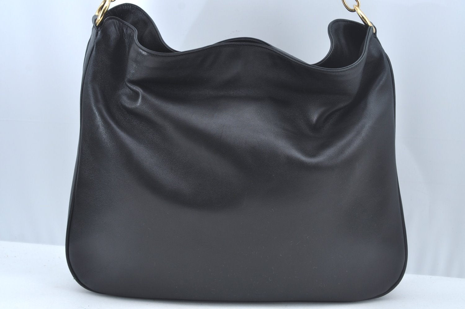 Authentic GUCCI Bamboo Shoulder Bag Leather Black L0344